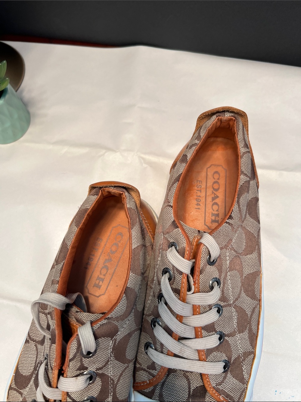 Coach Barrett Signature Canvas Low-Top Sneakers in Brown with Cream Accents - Picture 3 of 8